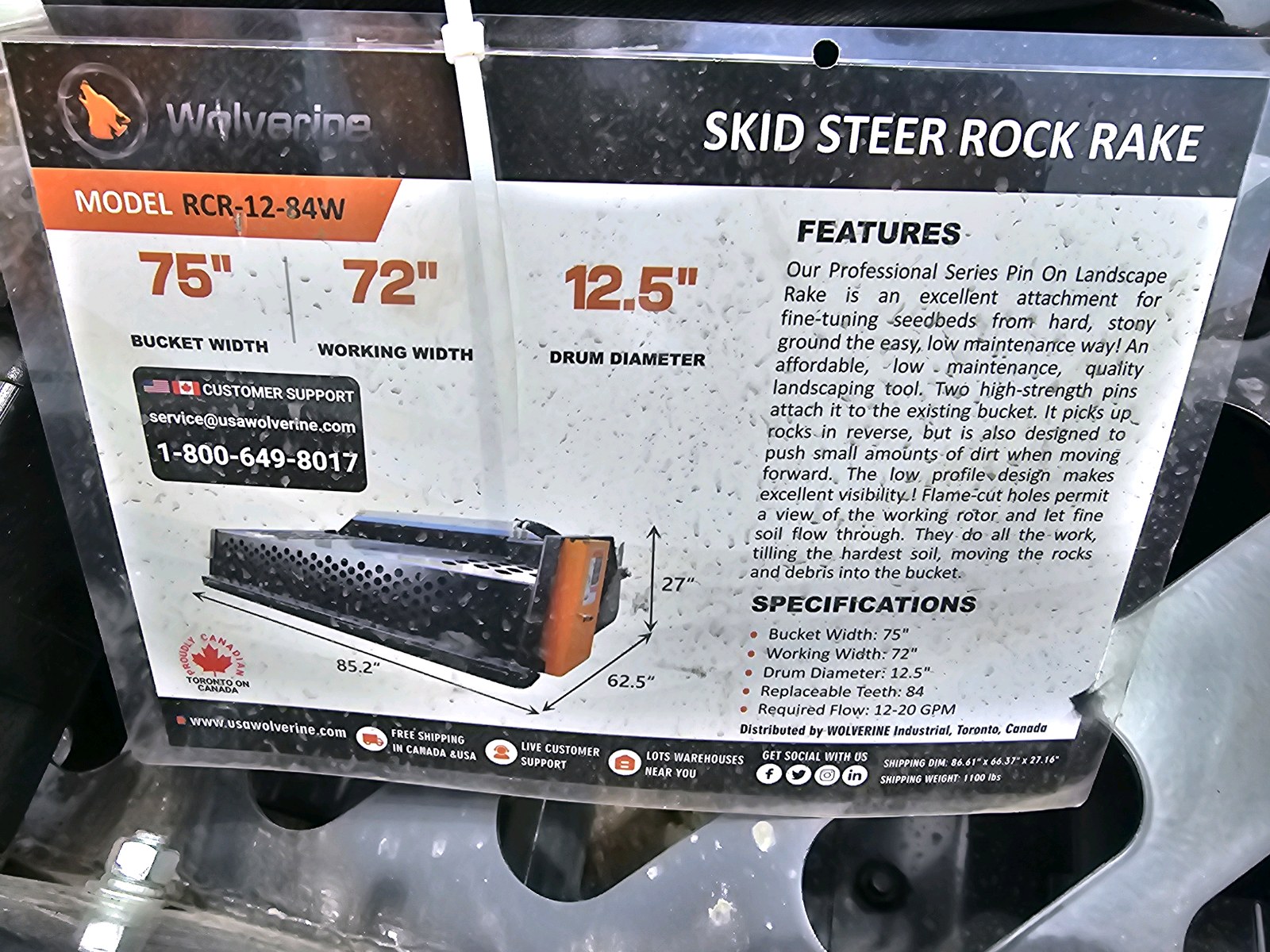 Unused 2026 WOLVERINE Rock Rake RCR-12-84W