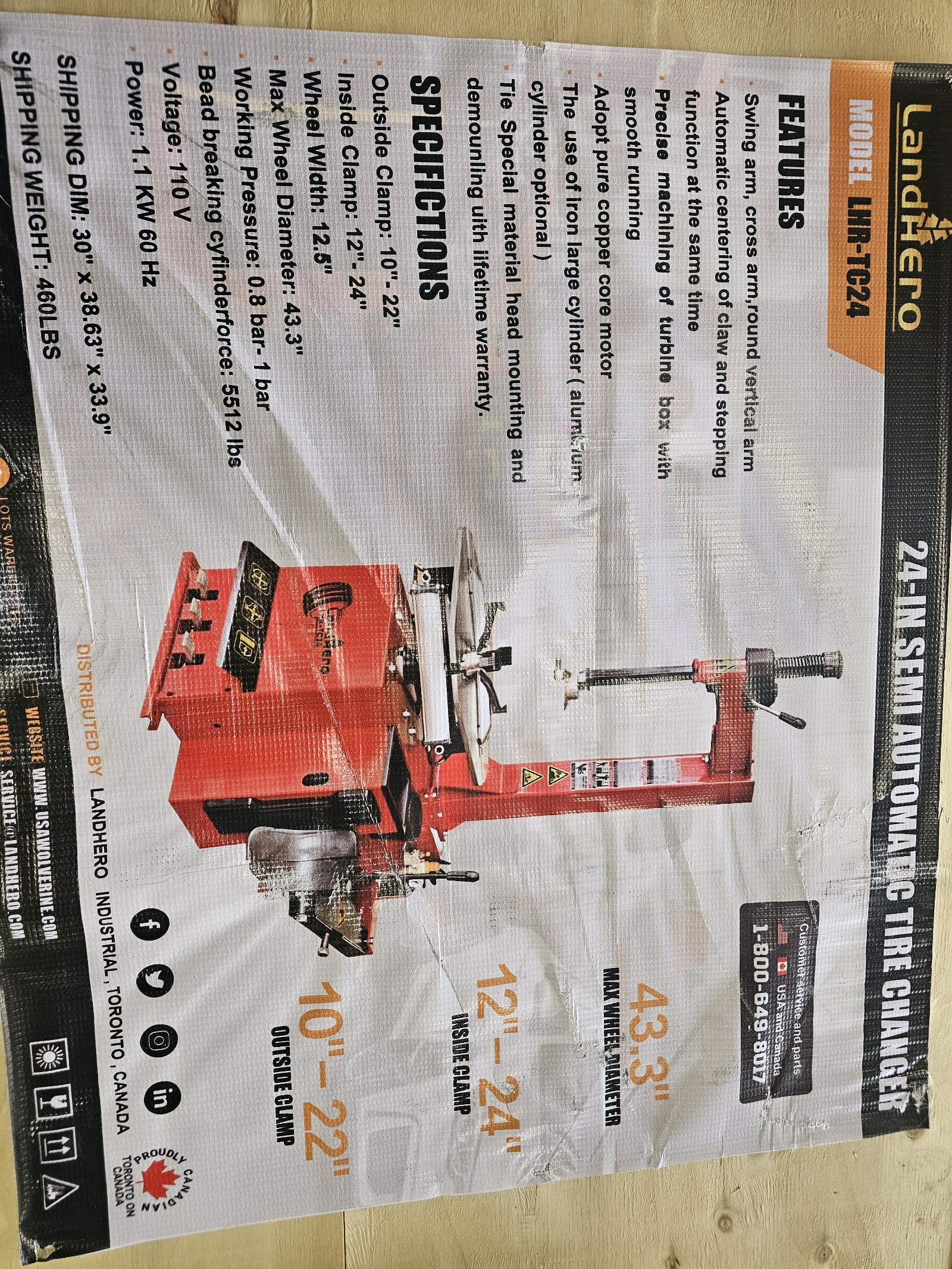 Unused 2026 LandHonor 24-IN Semi Automatic Tire Changer LHR-TC24