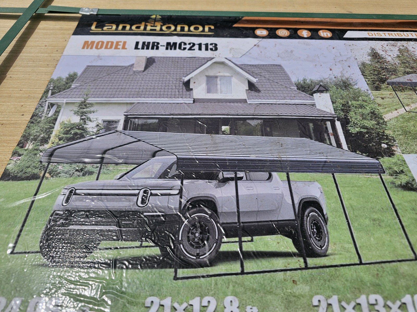 Unused 2026 LandHonor 21 x 13 Ft Metal Carport LHR-MC2113