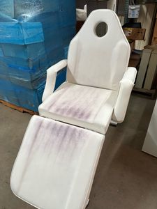White Adjustable Medical Examination Chair, Comes With Storage Trays Underneath the Chair