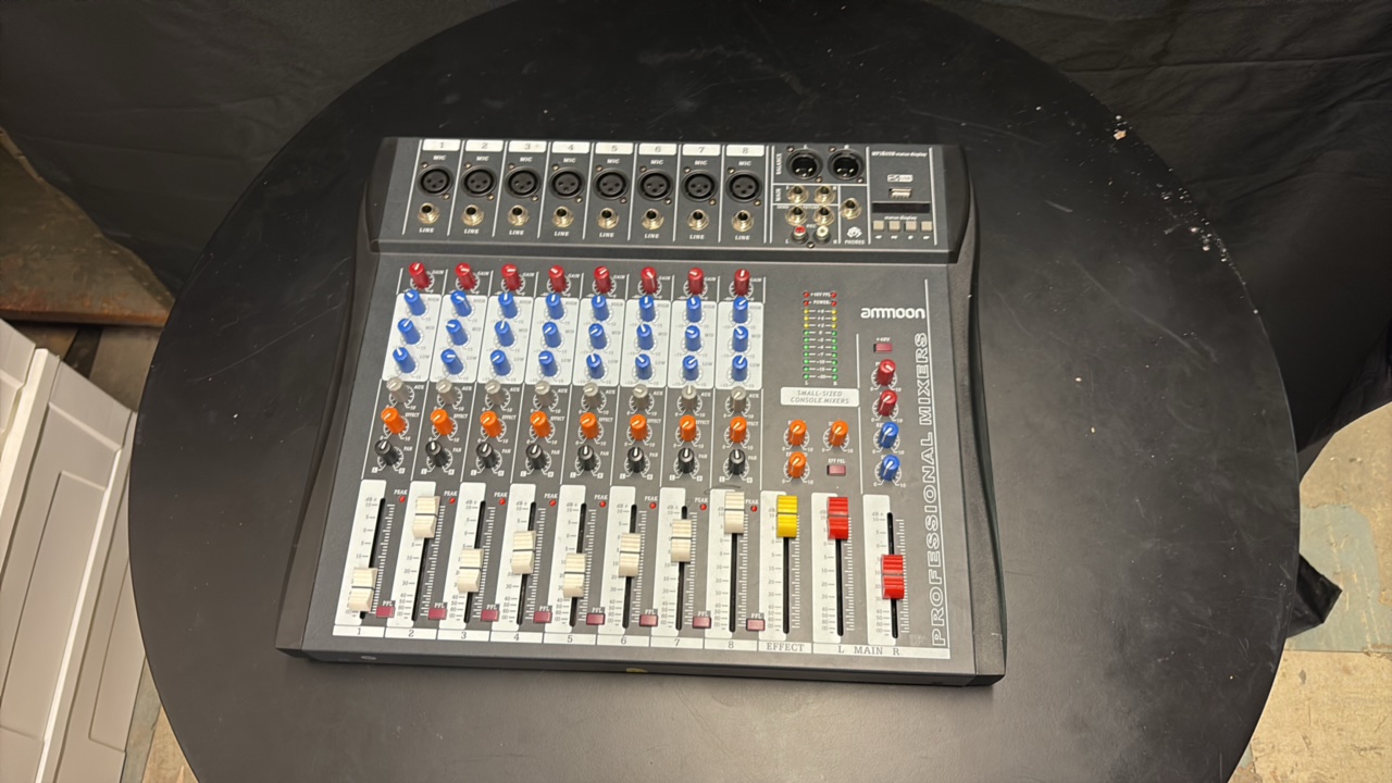 Ammoon Brand 8-Channel SoundAudio Mixer, Can Accomodate 8 Separate Microphone Lines, Adjustable Audio Levels With Several Knobs and Adjustments