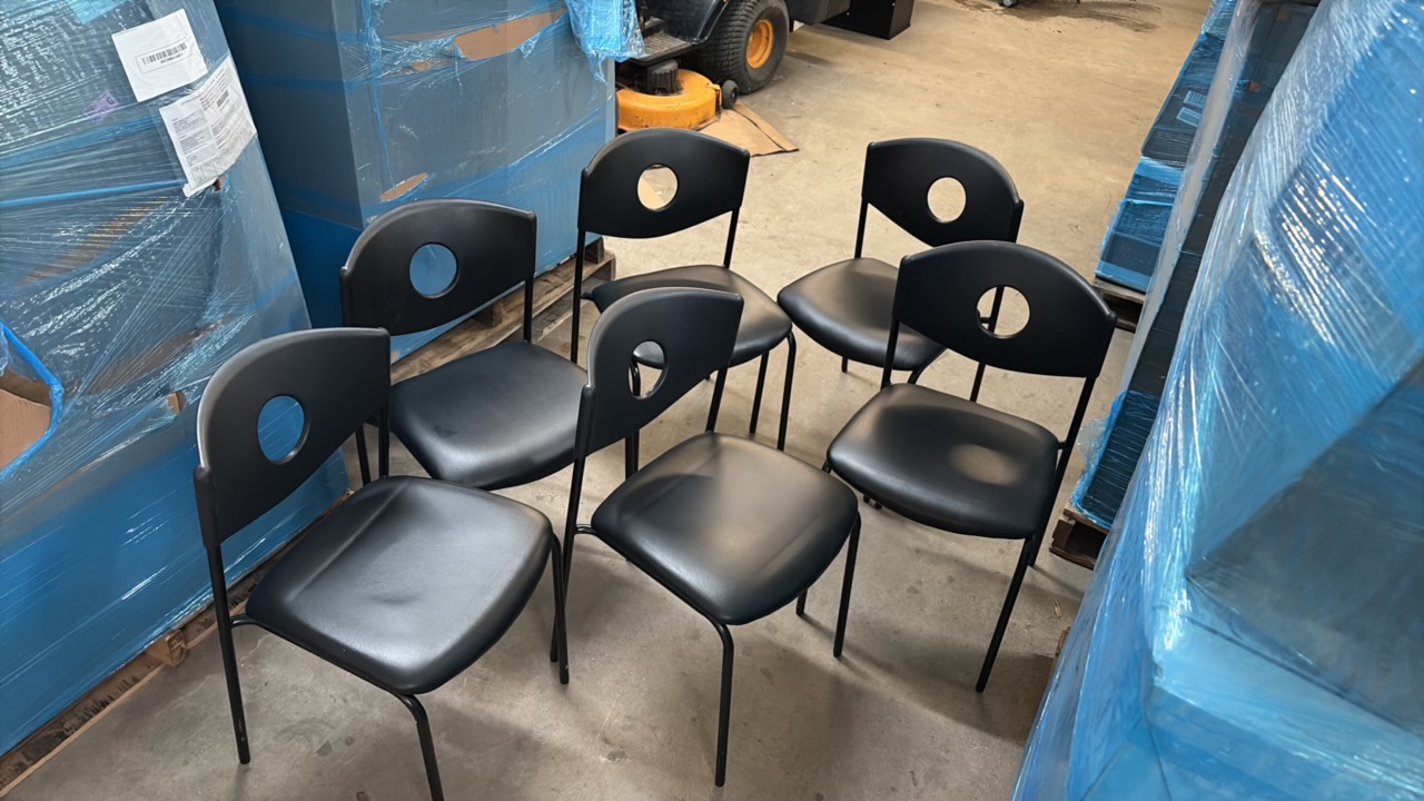 Set of Six Black Metal Chairs, Good Condition, Great for the Office or a Conference Room