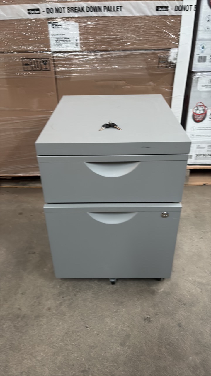 Gray Metal Cabinet With Lock and Two Keys, Great for Files, Medical Records, Supplies or Business Related Items