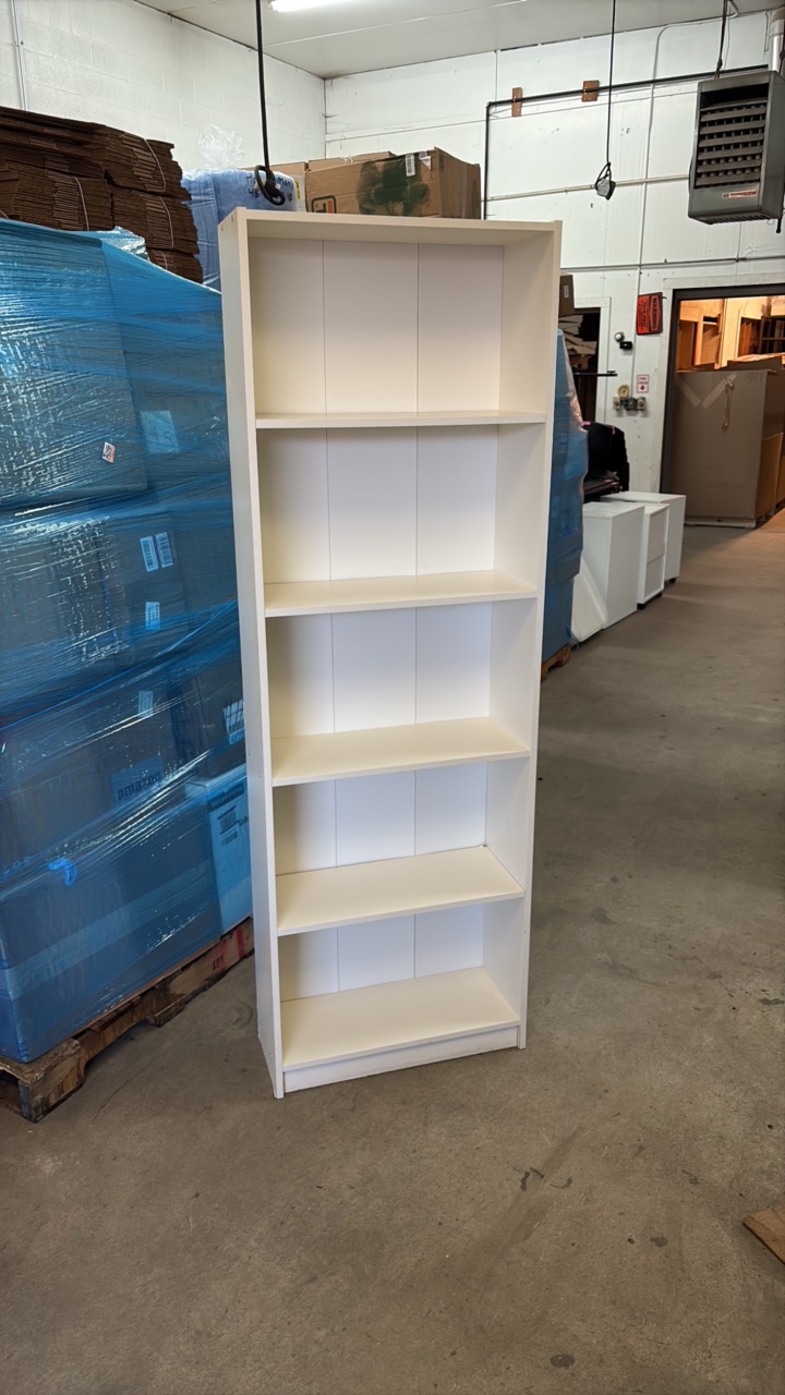 Large Wooden Shelf, White Color, 5 Shelves, Nearly 6 Feet Tall and 2 Feet Wide