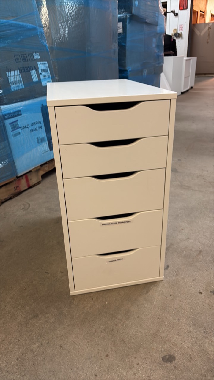 White Wooden Medical Supply Cabinet With 5 Drawers, Great for Clinics, Business and Home Use