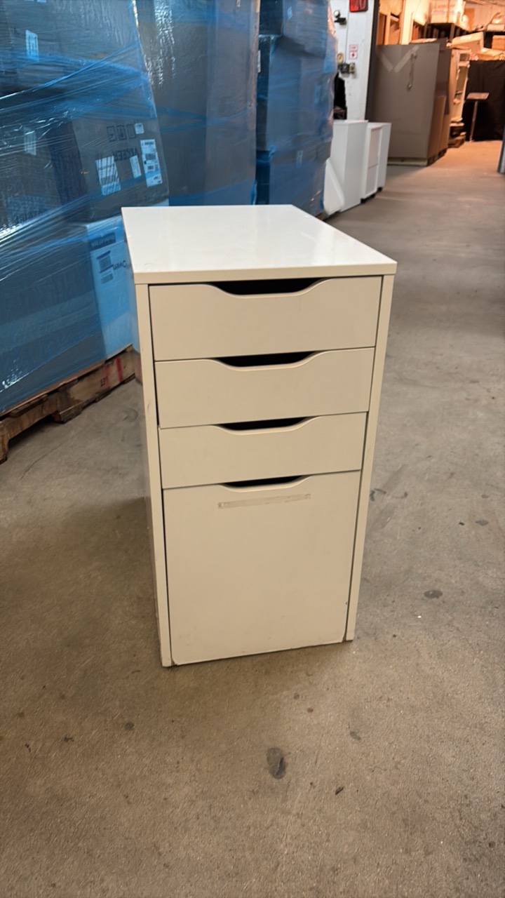 White Wooden Medical Supply Cabinet With 4 Drawers, Great for Clinics, Business and Home Use