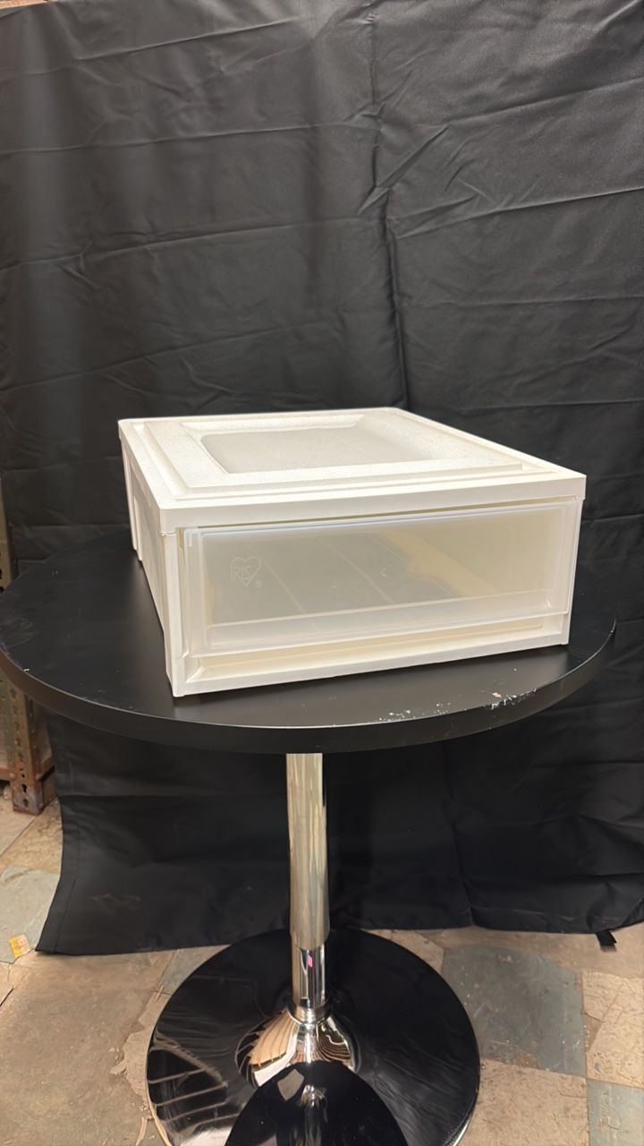 Clear Plastic Drawer With White Color, Opens and Closes Great