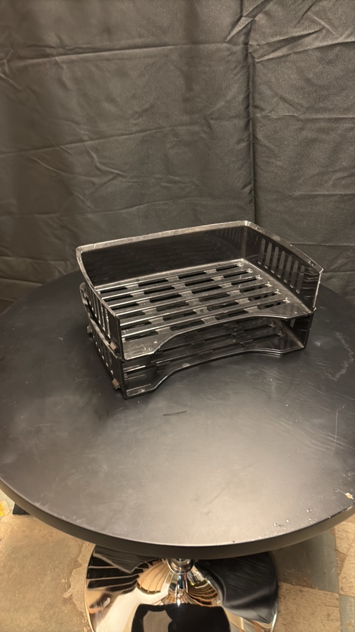 Two Black Plastic Paperwork Trays Stackable