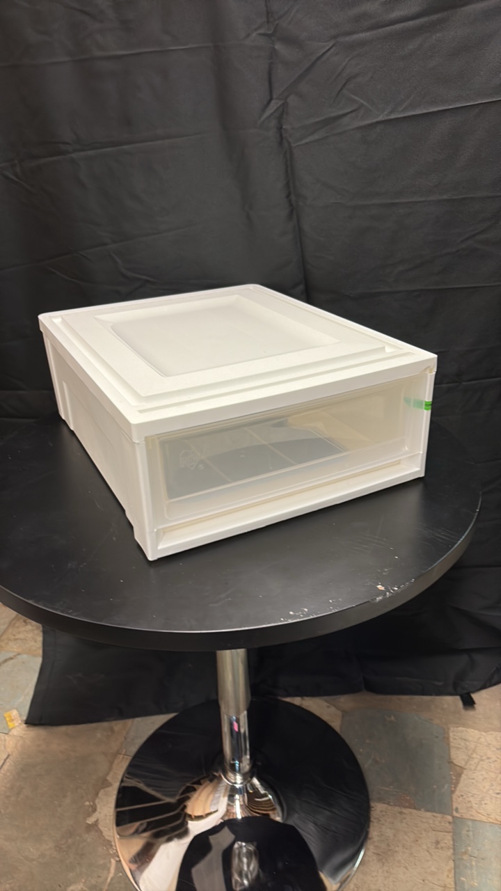 White and Clear Stackable Plastic Drawers, Easy Open With Handle on the Bottom