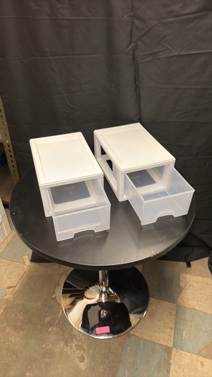 Two Plastic Stackable Drawers, Both Drawers Open and Close Well