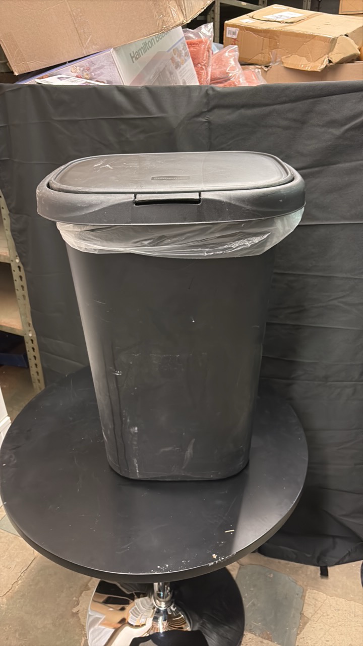 Black Plastic Garbage Can Great for Business Office of Home use, Holds Plastic Bags Tightly and Securely