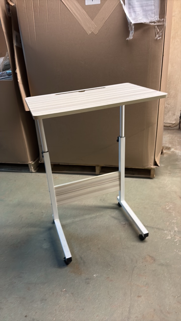 White Wood Mobile Laptop Stand, Great for Moving Around the Office