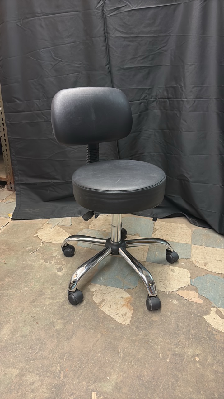 Black Office Chair With Wheels, Back Support, Adjustable Height