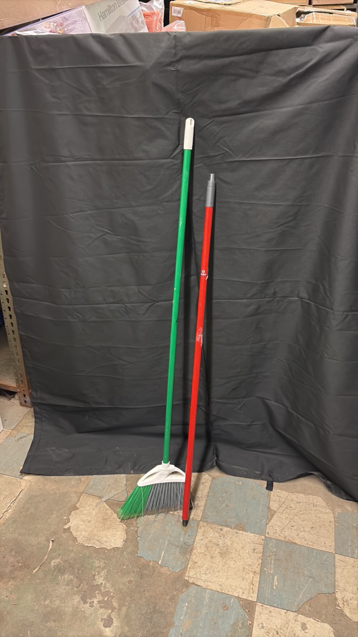 Green Broom With Extra Red Handle