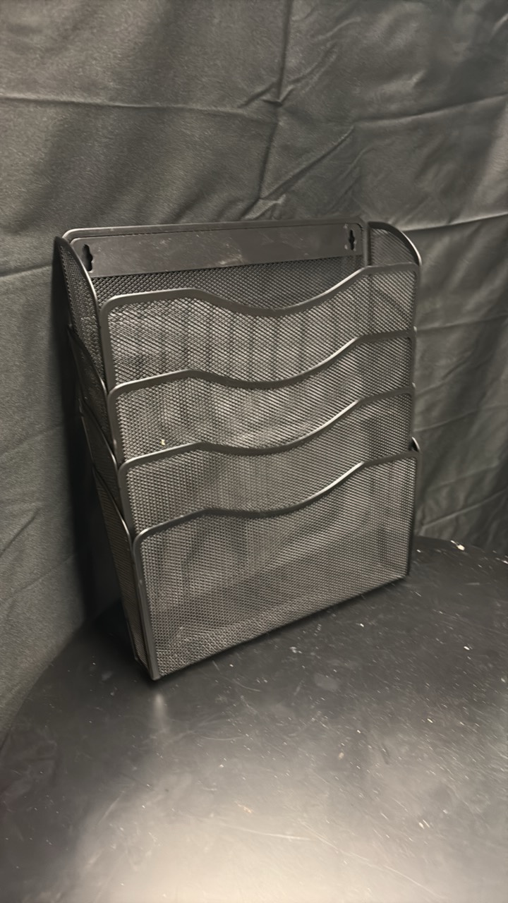 Black Metal Wire Sorting Trays for Paperwork, Mounts to the Wall or a Door