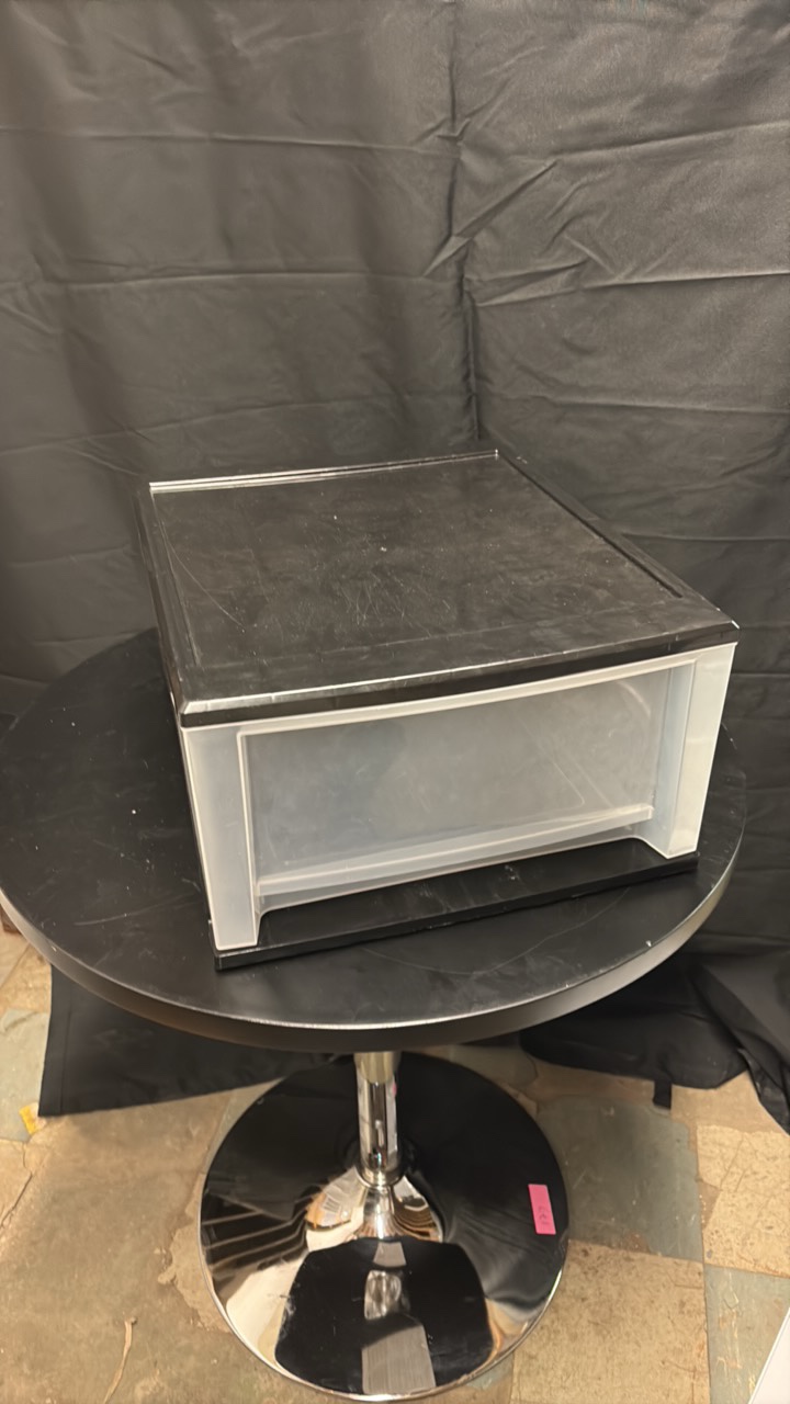 Black and Clear Plastic Drawer, Works, Opens and Closes