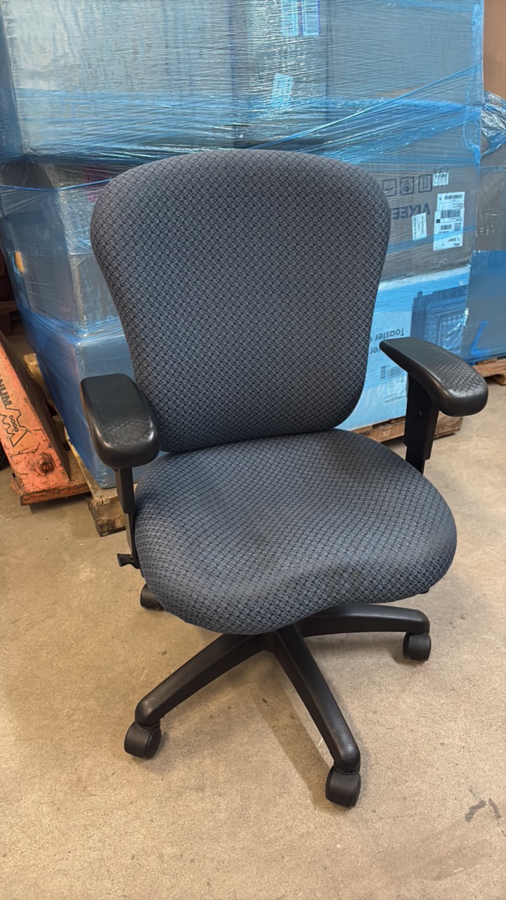 Blue Office Desk Chair, Adjustable, All Caster Wheels Working