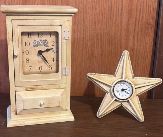 Vintage Bulova Mantel Clock and Metal Star Framed Clock