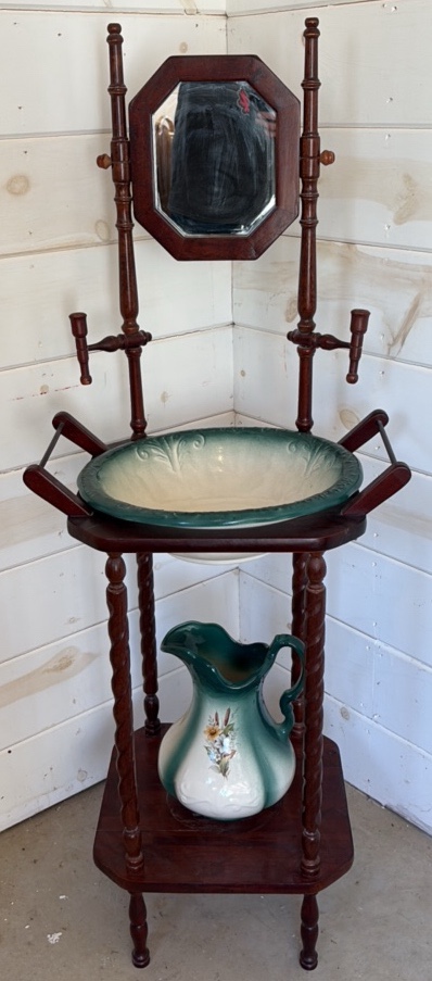 Vintage Wash Stand with Bowl and Pitcher
