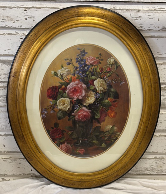 Oval Framed Floral Picture
