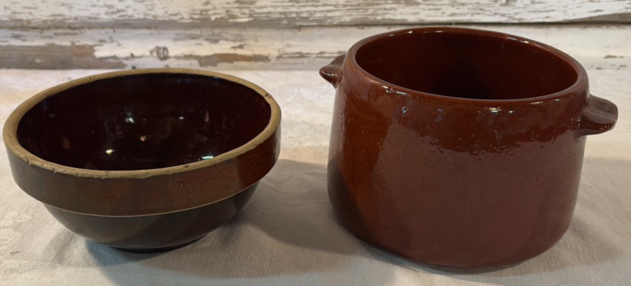 Westbend Ceramic Bean Pot and Columbia Metal Products Stoneware Bowl