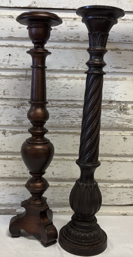 Pair of Dark Brown Tall Candle Holders