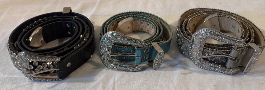 3 Rhinestone Studded Belts