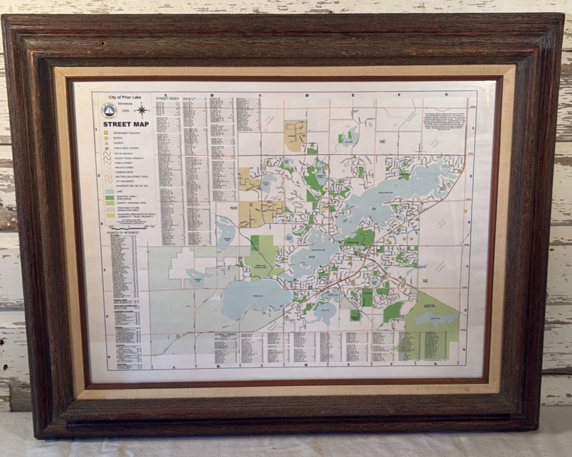 Framed 2009 City Of Prior Lake Street Map
