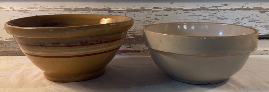 2 Primitive Stoneware Bowls