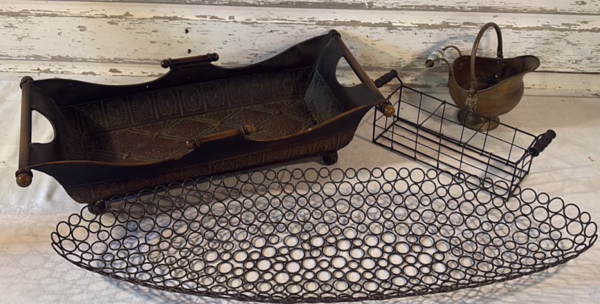 Metal Planter, Metal Wire Basket, Metal Ring Basket, Brass Skuttle