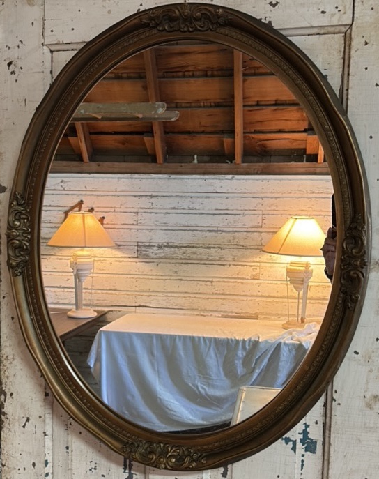 Bronze Framed Oval Mirror