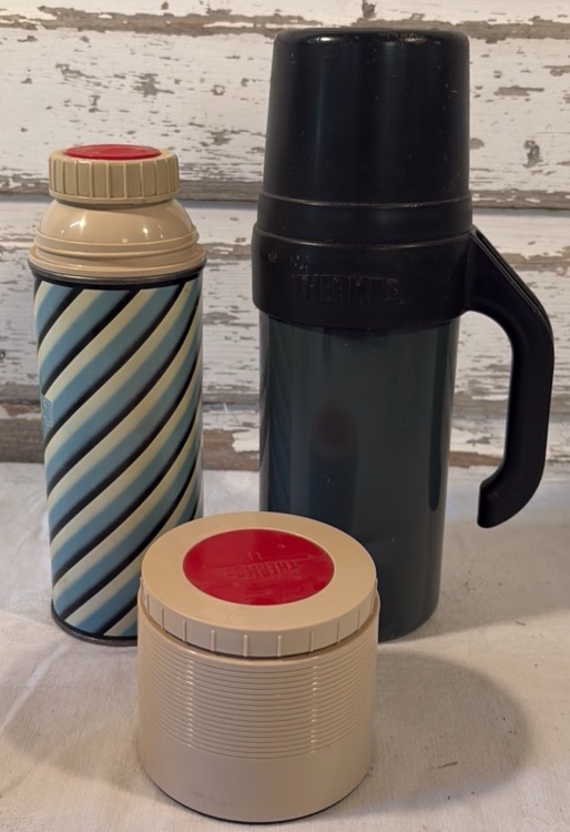 Three Vintage Thermos Bottles