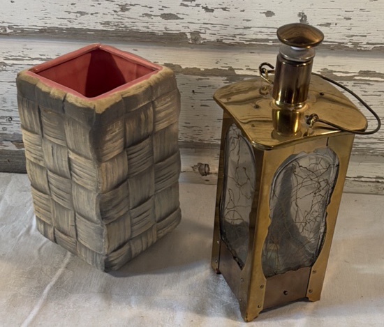 Shawnee Basket Weave Vase, MCM Nucago Music Box Decanter