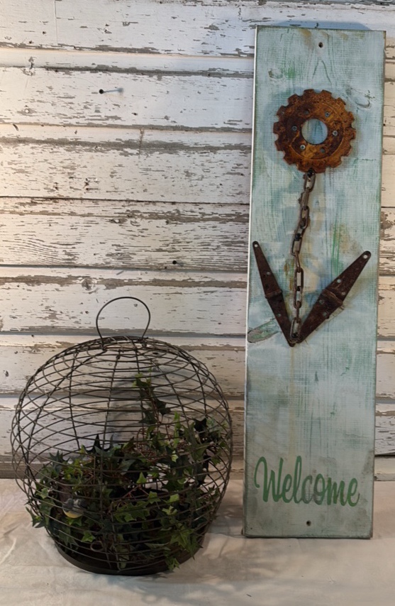 Birdcage and Welcome Sign