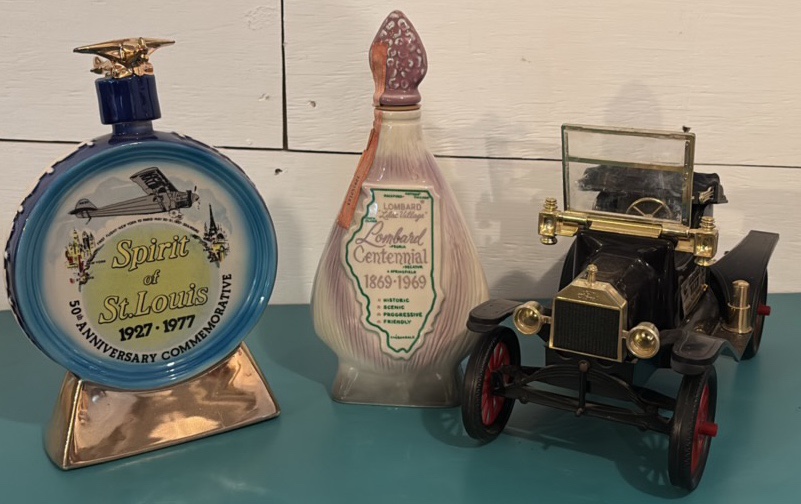 Ezra Brooks Whiskey Decanter and Two Jim Beam Whiskey Decanters