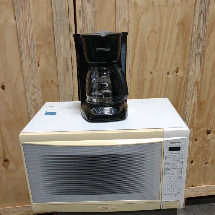 microwave and coffee pot