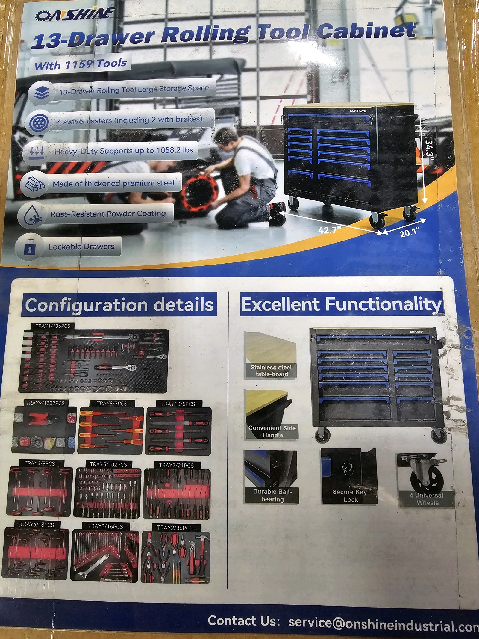 Unused 2026 Onshine Tool Cabinet OSTC-13-1159