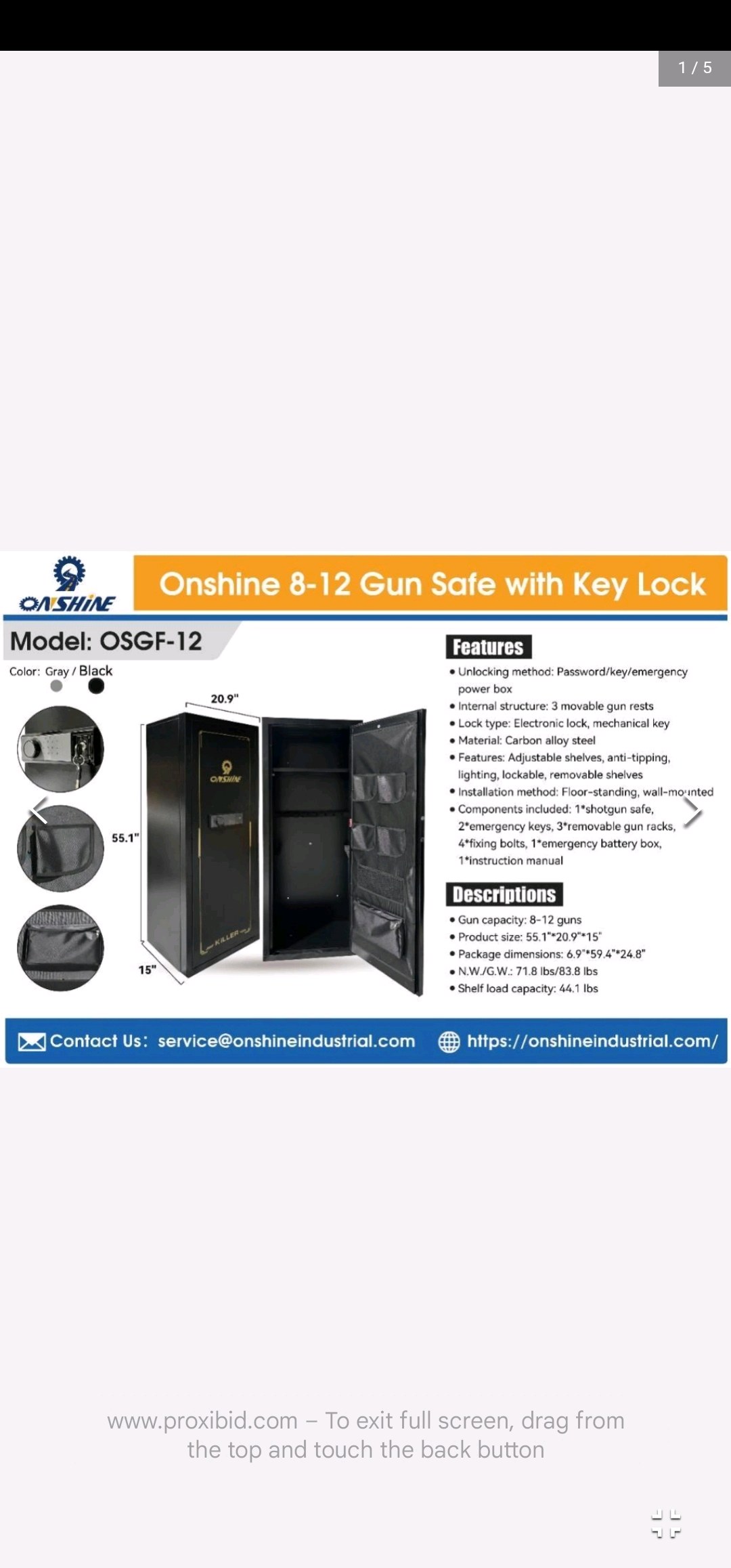 Unused 2026 Onshine Gun Safes 12 Guns OSGF-12