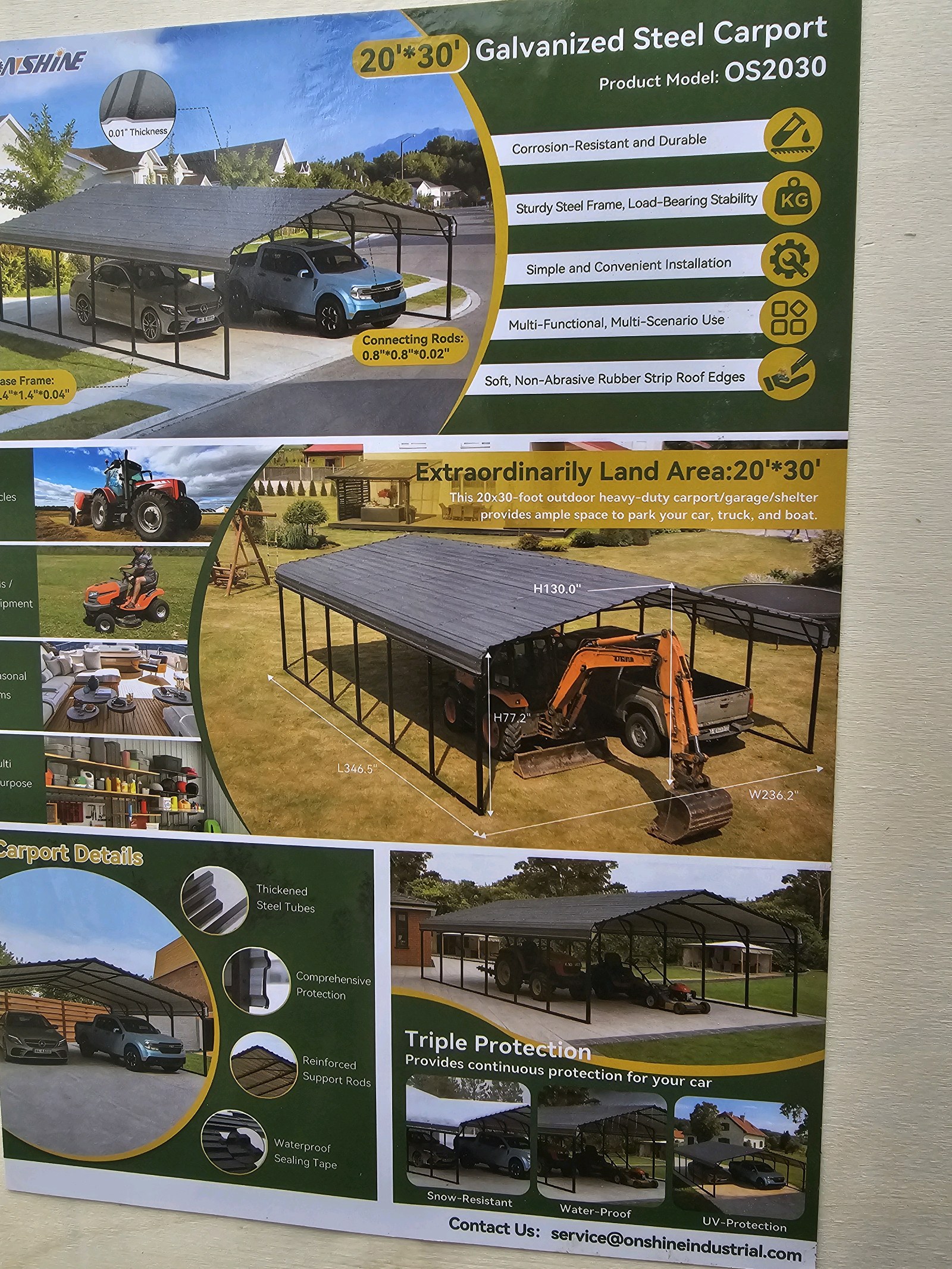 Unused 2026 Onshine High-End Carport OS2030