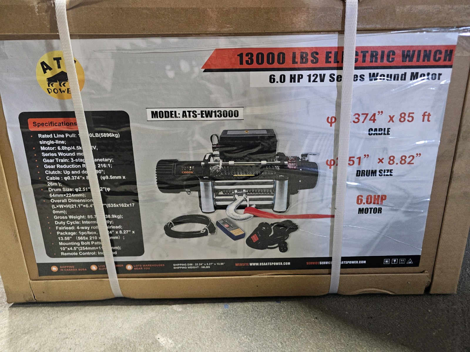 Unused 2026 atspower Electric Winch 13000lbs