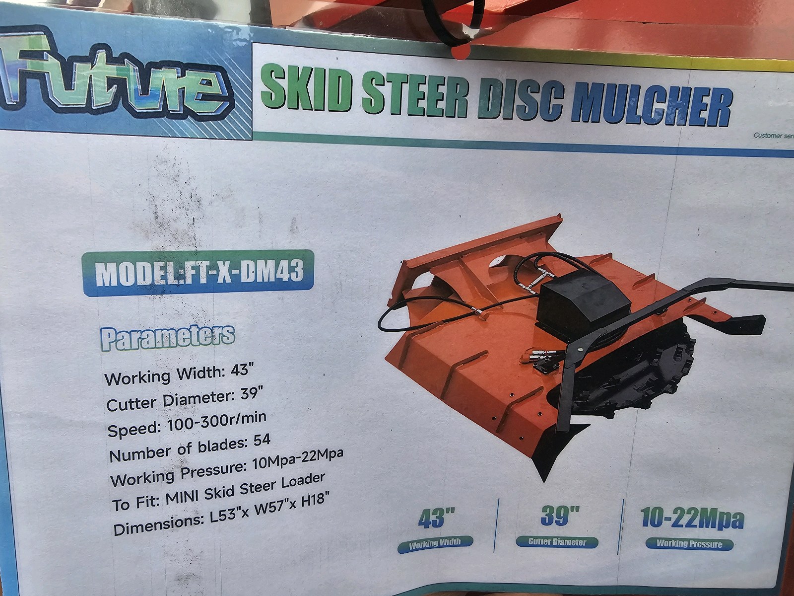 Unused 2026 FUTURE Skid Steer Mini Disc Mulcher FT -XDM43