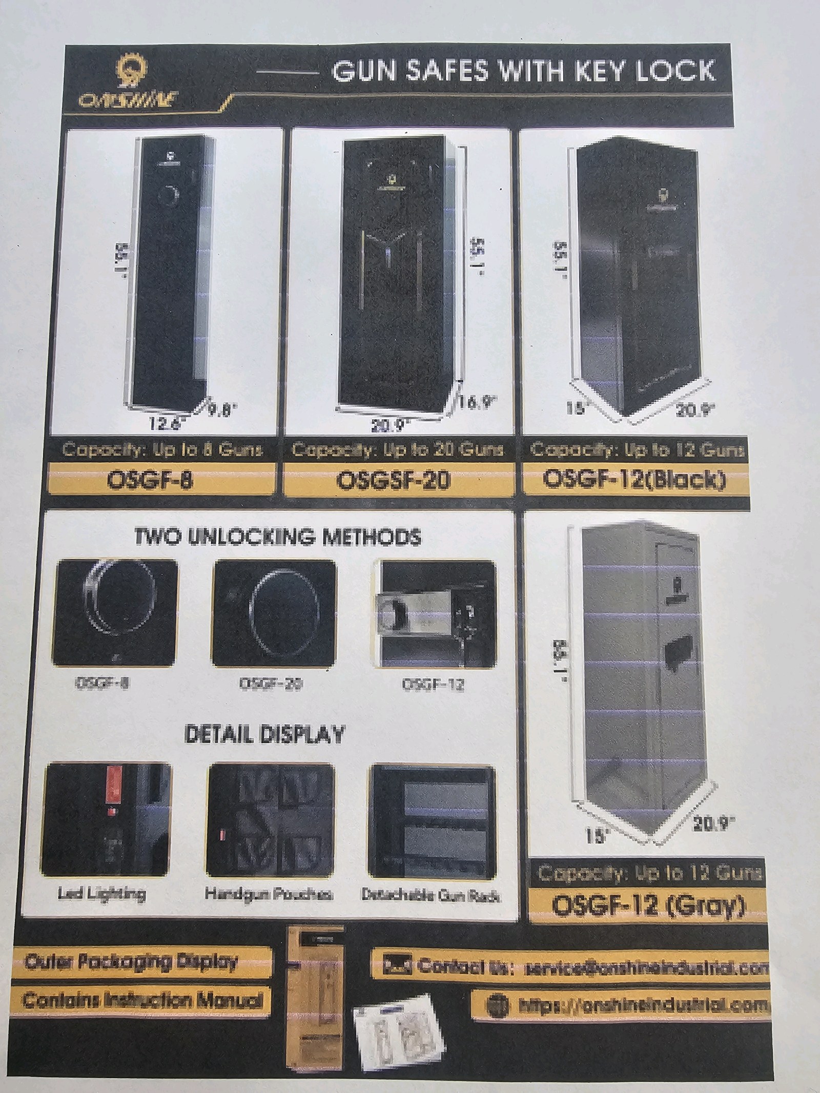 Unused 2026 Onshine Gun Safes 12 Guns OSGF-12