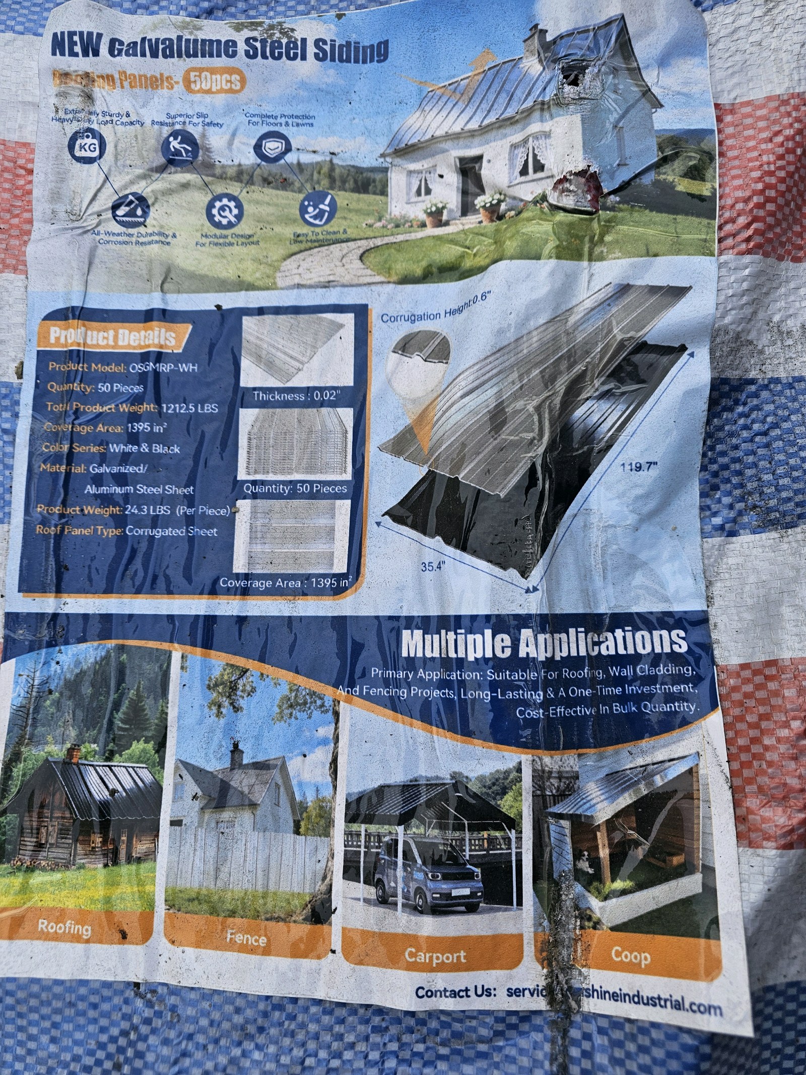 Unused 2026 Onshine Galvalume Steel Siding & Roofing Panels OSGSP-BK-10ft50