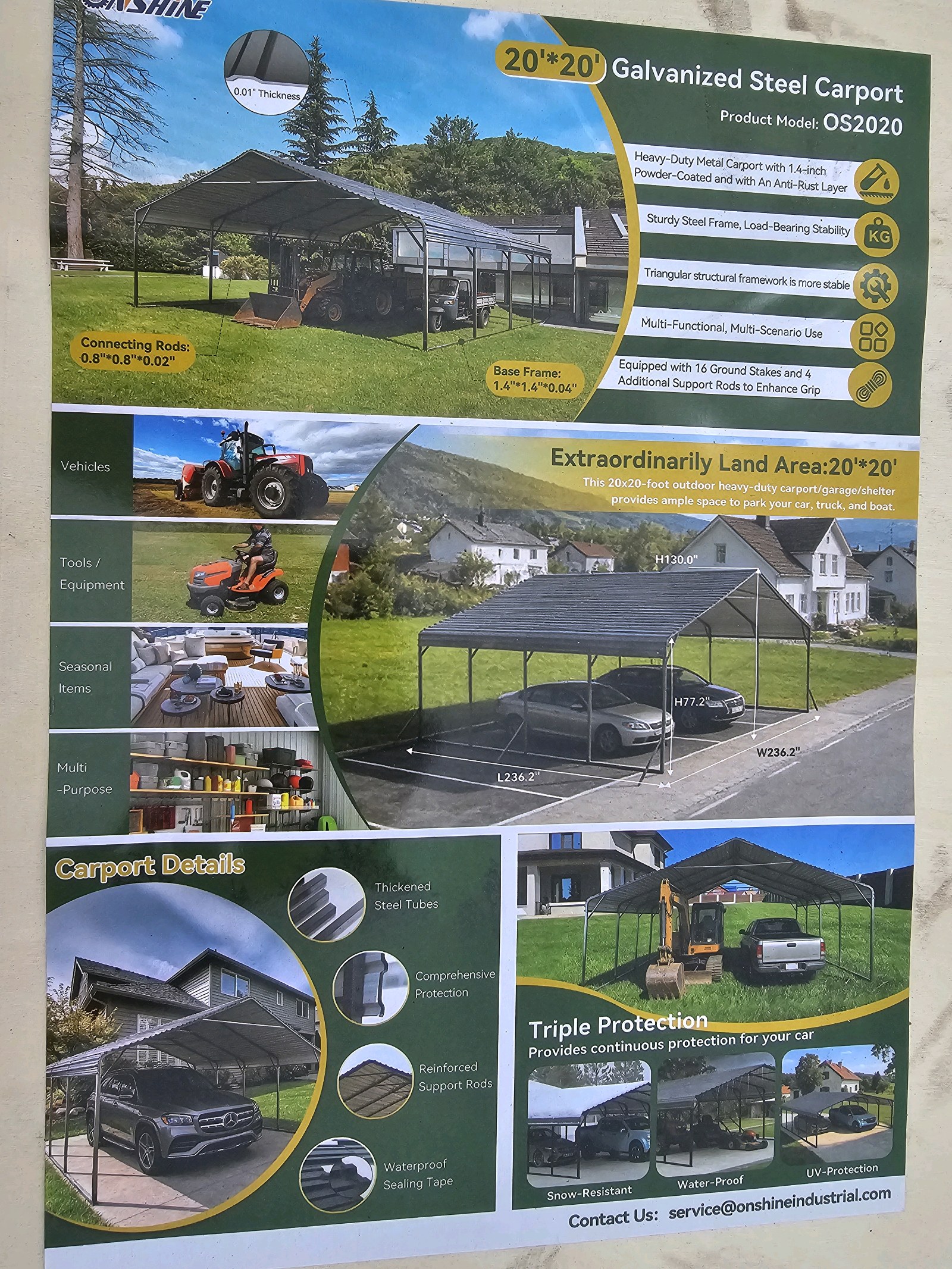 Unused 2026 Onshine High-End Carport OS2020