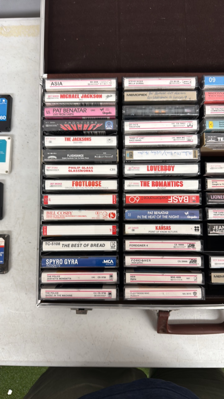 50 Cassette Tapes and Briefcase Style Storage case.
