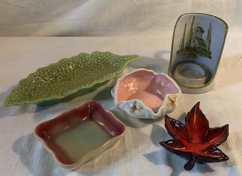 Japan Leaf Dish, Trinket Dishes, Canada Maple Leaf and Vintage Italian Candle Holder