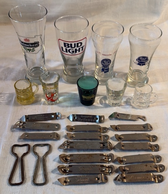 Beer Glasses, Shot Glasses, Openers