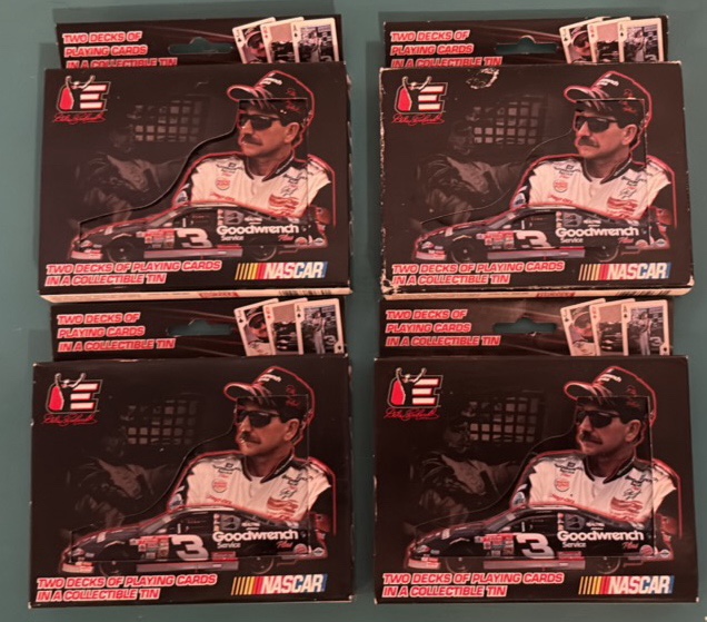 4 Packages of Dale Earnhardt Playing Cards in Tins