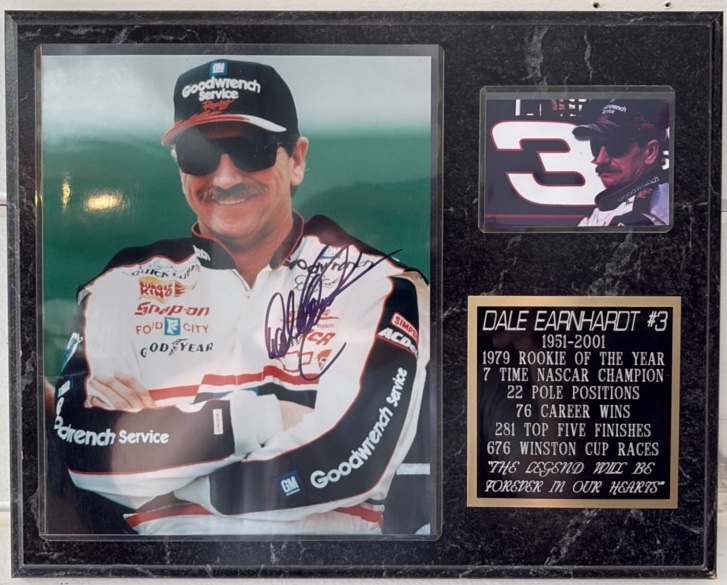 The Legend Will Be Forever In Our Hearts Dale Earnhardt Signed photo on Plaque