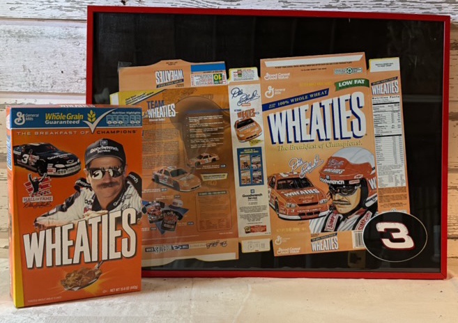 Wheaties Cereal Box and Framed Box featuring Dale Earnhardt Sr